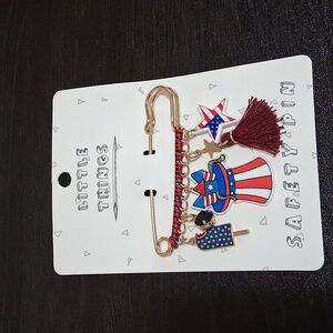Patriotic Gold Brooch with Multicolor Charms